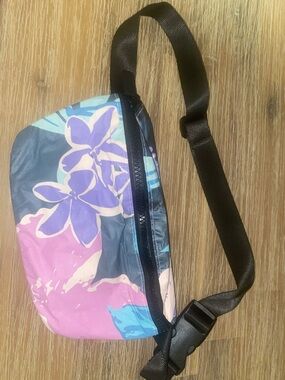 ALOHA Collection Floral Crossbody Bag in Pink, Purple & Blue